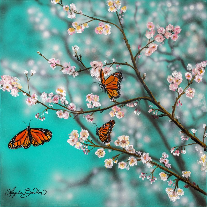 Butterflies and Blossoms 12X12" Art Print