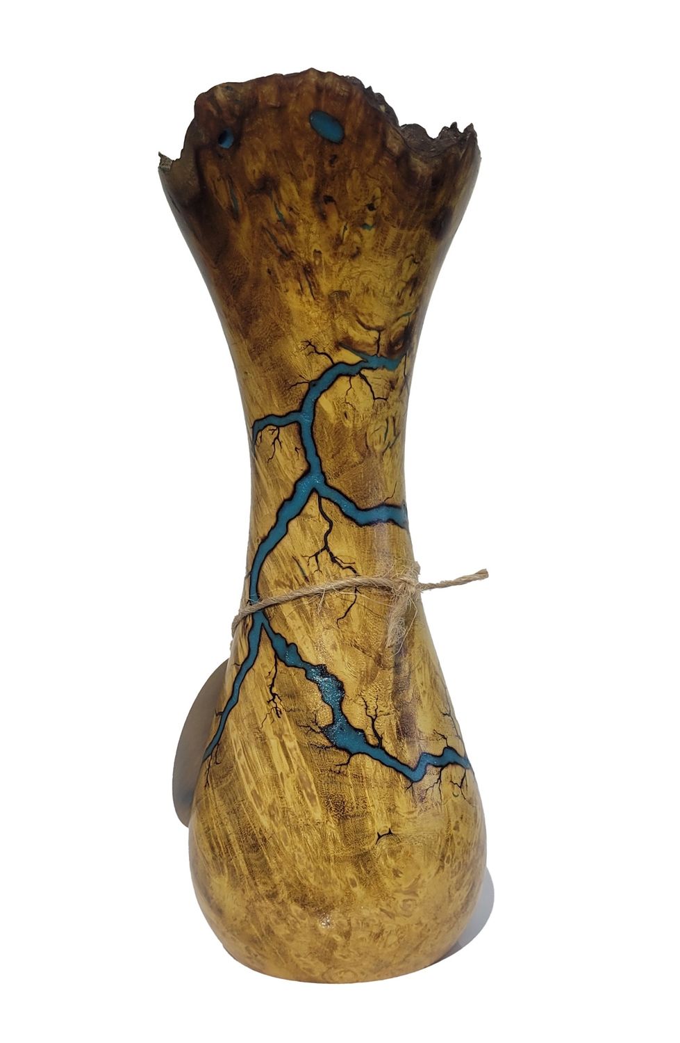 “Vase 8" live edge Mulberry and glow Resin by Turned and Burned
