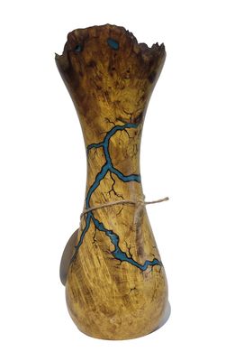 “Vase 8" live edge Mulberry and glow Resin by Turned and Burned