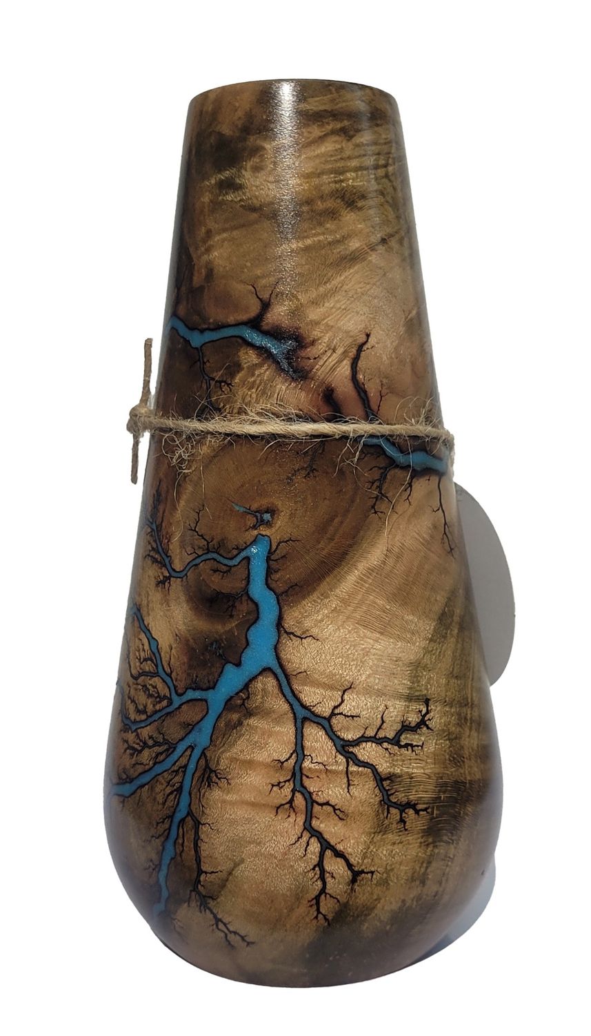 “Vase- 7" Maple and glow Resin by Turned and Burned.”