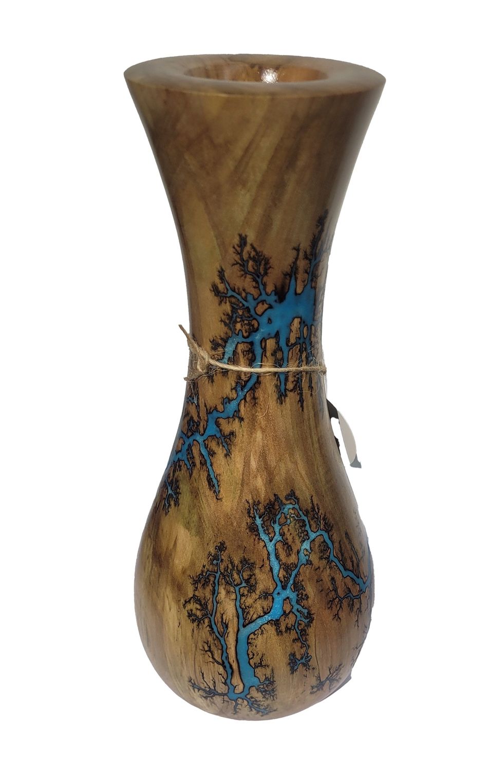 “Vase- 12" Maple and glow Resin by Turned and Burned.”