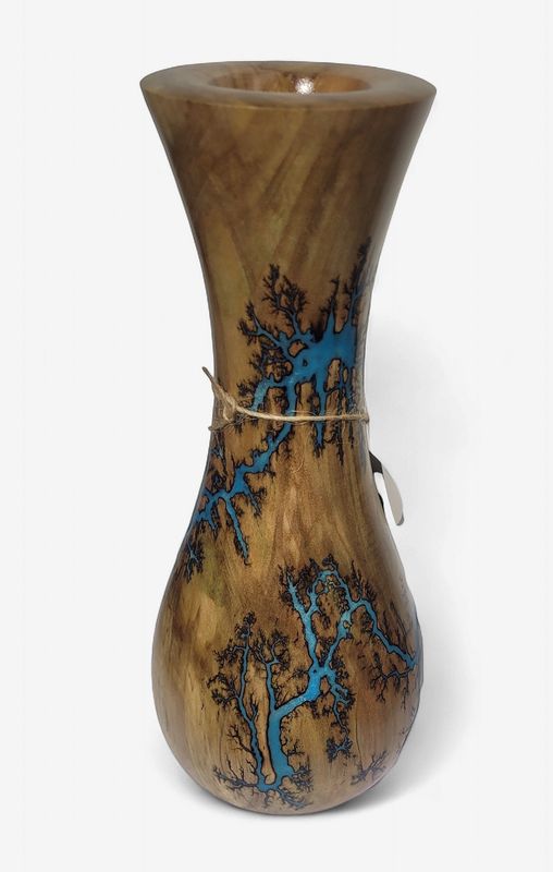 “Vase- 12" Maple and glow Resin by Turned and Burned.”