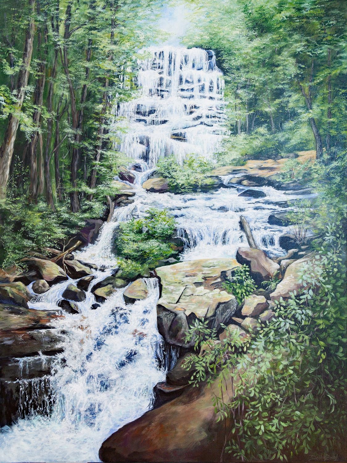 Tumbling Waters 30X40" Original painting by Debbie Bzdyl