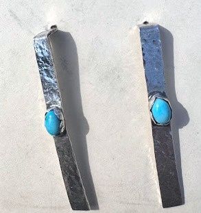 Hammered Sterling Silver &amp; Turquoise Earrings