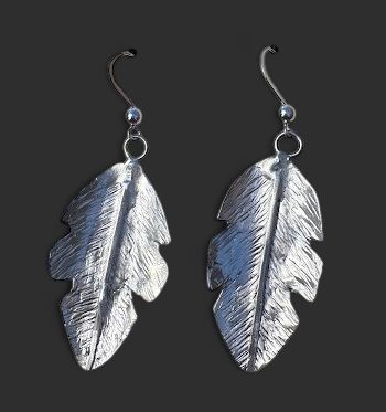 Handcrafted Leaf Earrings Genuine Sterling Silver