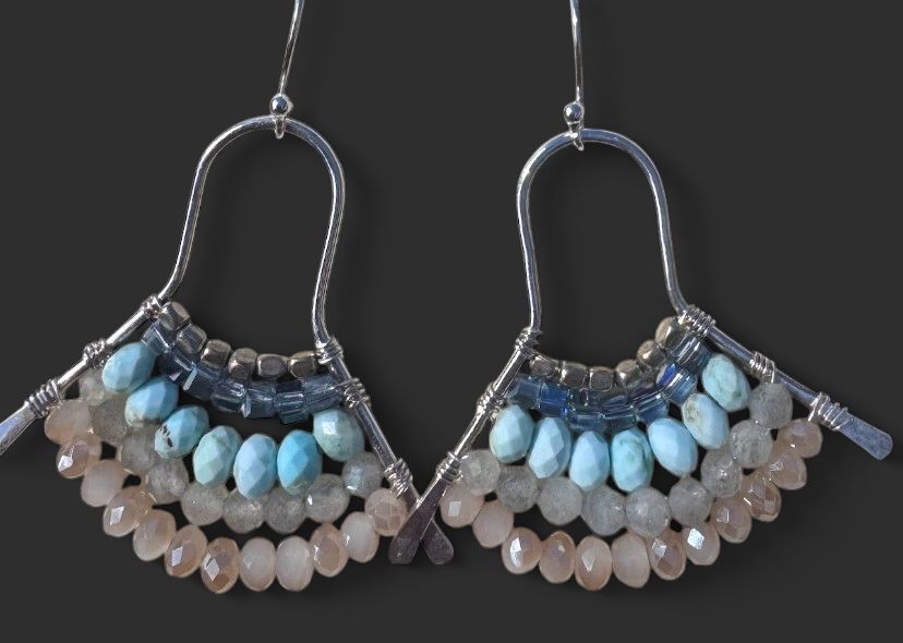 Mixed Gemstones and Sterling Silver Earrings