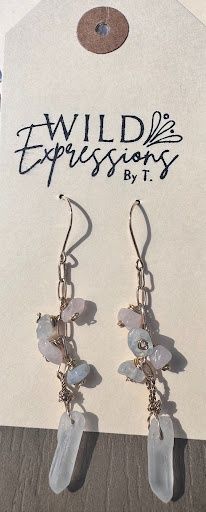 Topaz crystal Earrings-Gold Filled Wire &amp; Chain