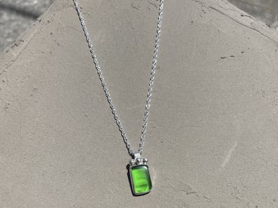 Sterling Silver with Green Sea Glass pendant and Silver Chain