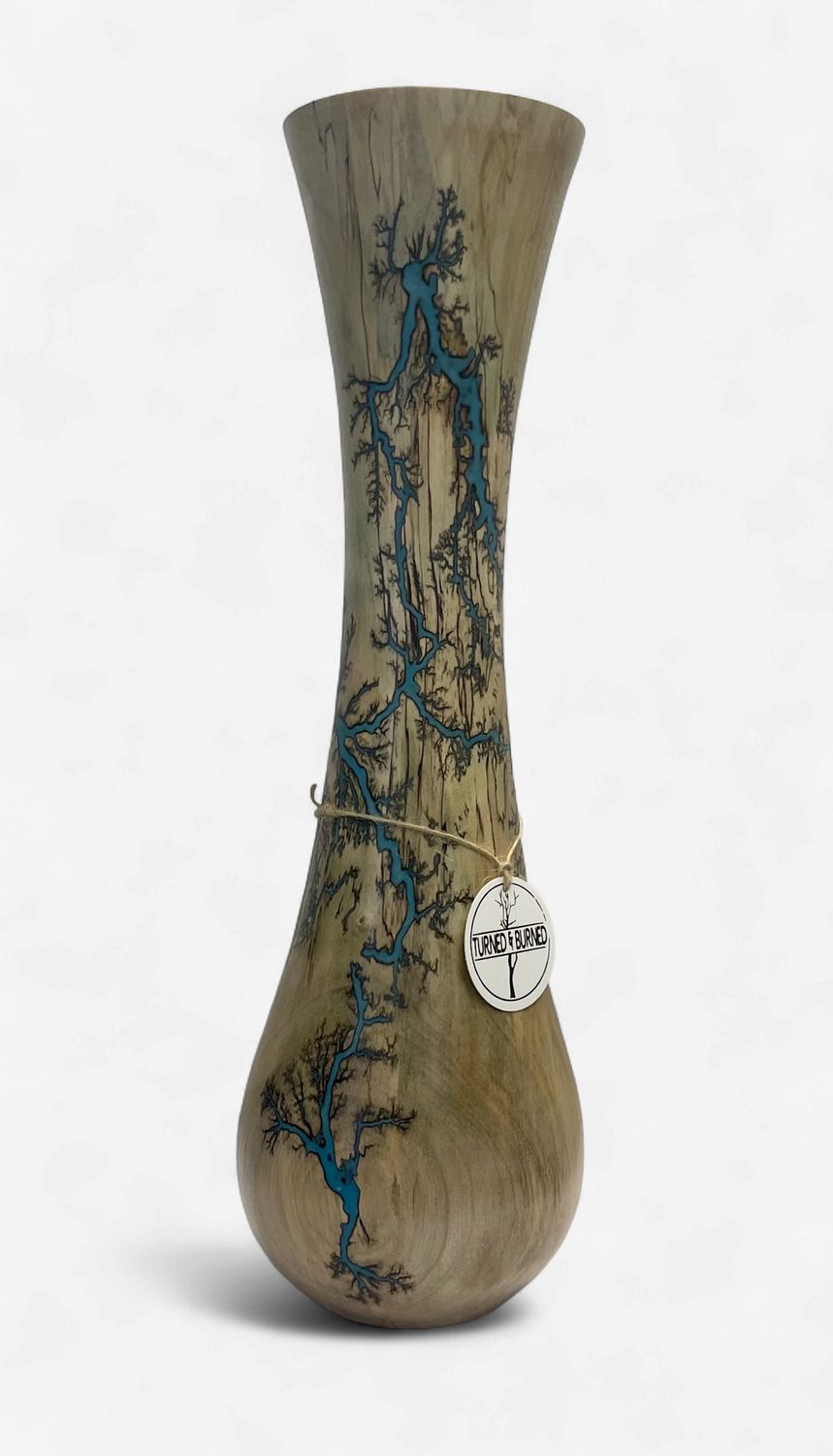 Vase- 18" Maple and glow Resin by Turned and Burned