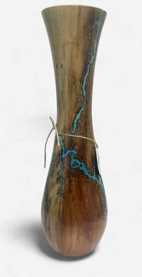 Vase 15" Pecan wood and Glow resin by Turned and Burned