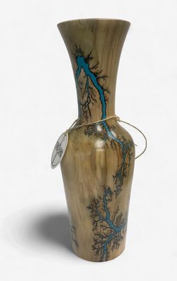 Vase- 12" Maple and glow Resin by Turned and Burned 2