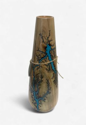 Vase- 12" Maple and glow Resin by Turned and Burned 3