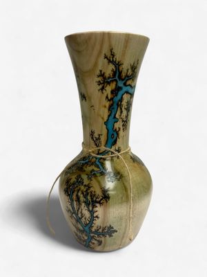 Vase- 8" Maple and glow Resin by Turned and Burned