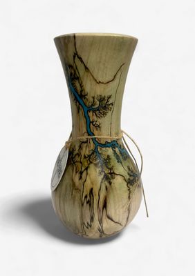 Vase- 8" Maple and glow Resin by Turned and Burned 2
