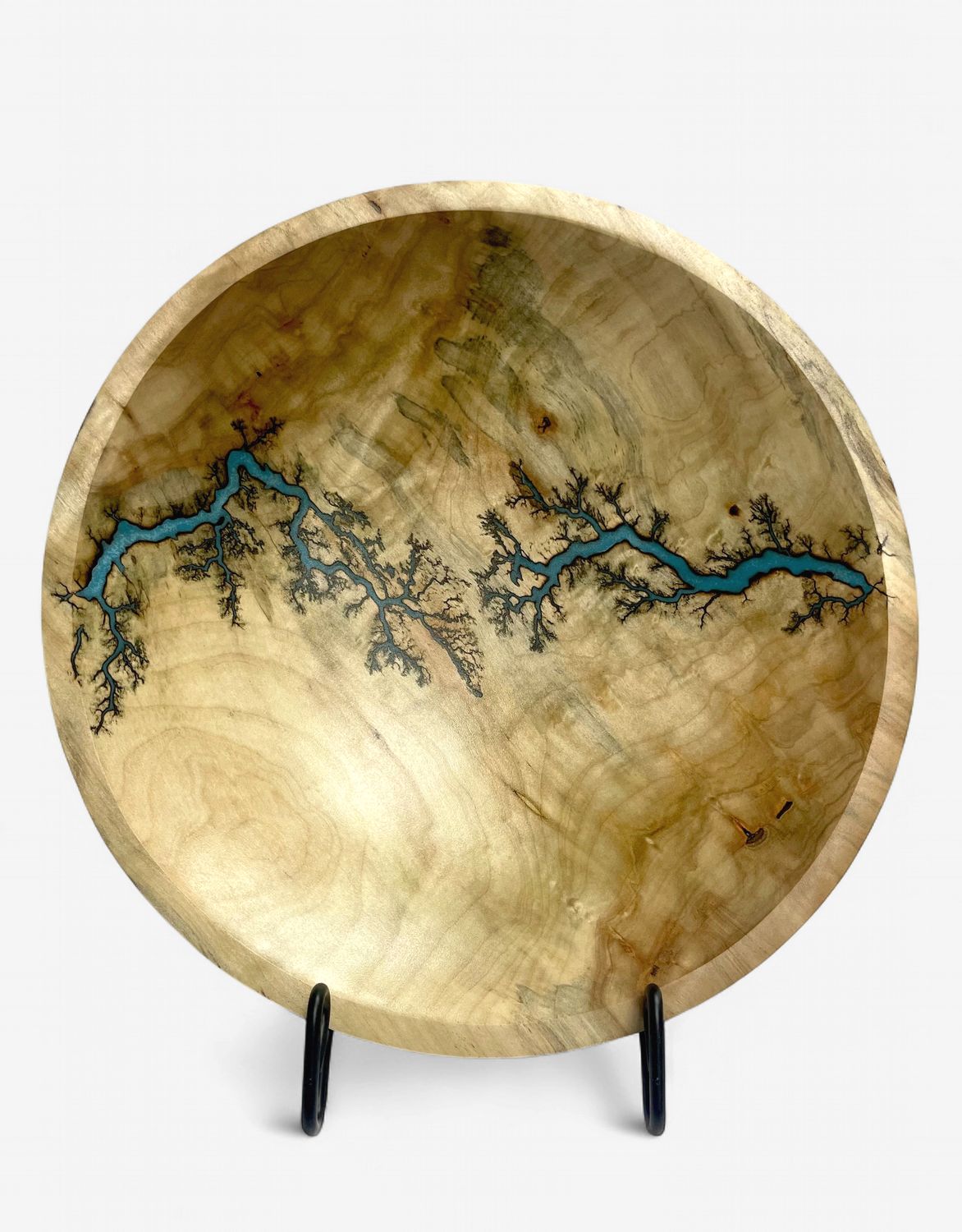 Bowl-11.25" Maple and glow Resin by Turned and Burned
