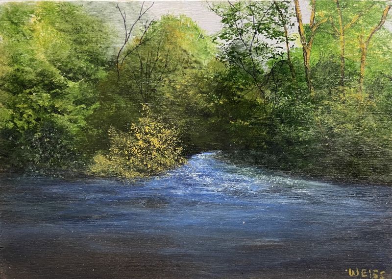 Appalachia River 1-Original Painting by Gloria Weiss-In Jesus Name Luke 1:37”