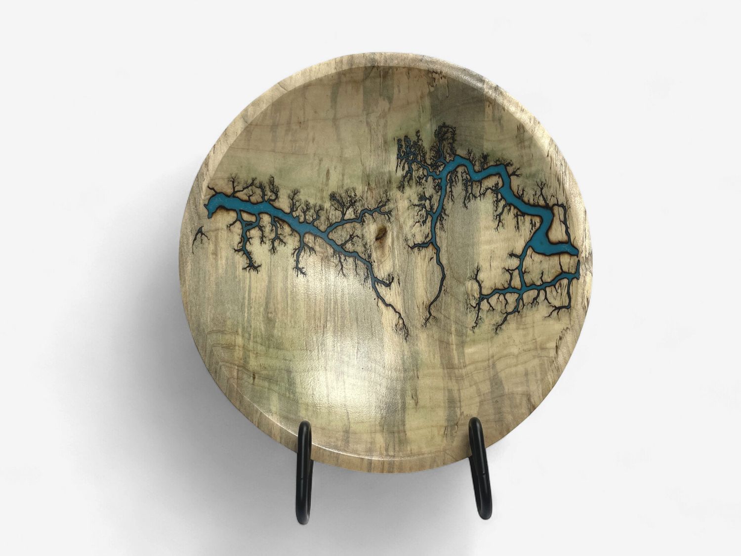 Bowl- 8.25" Maple and glow Resin by Turned and Burned