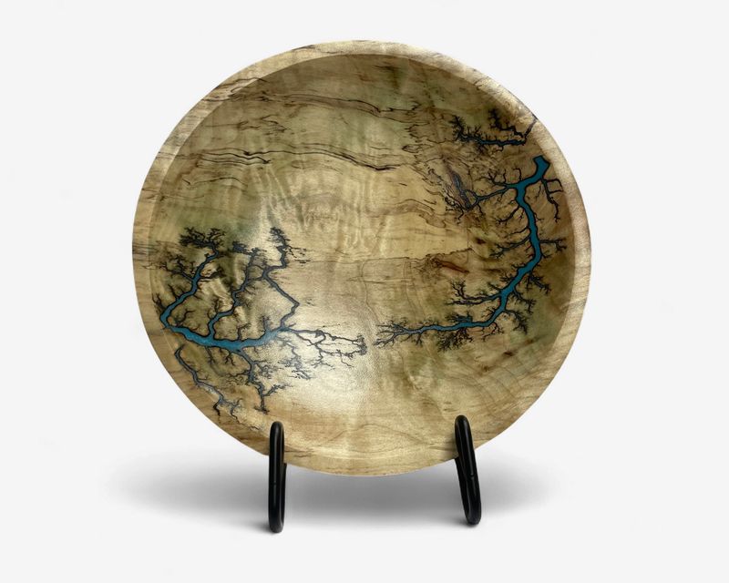 Bowl- 7.75" Maple and glow Resin by Turned and Burned 2