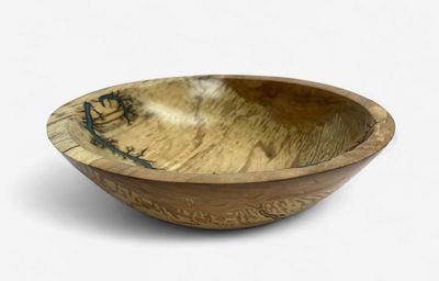 Bowl- 7.5" Maple and glow Resin by Turned and Burned