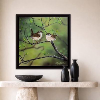 Nature's Song: Carolina Wren birds 12X12" Art Print