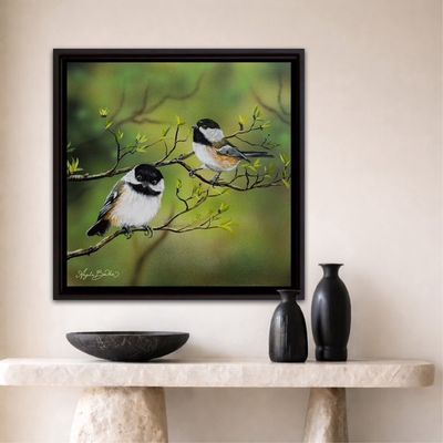 Nature's Song: Chickadee birds 12X12" Art Print