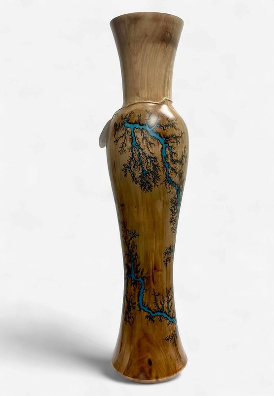 Vase-22.5" Maple and glow Resin by Turned and Burned
