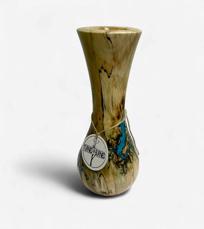 Vase-9.25" Maple and Glow Resin by Turned and Burned