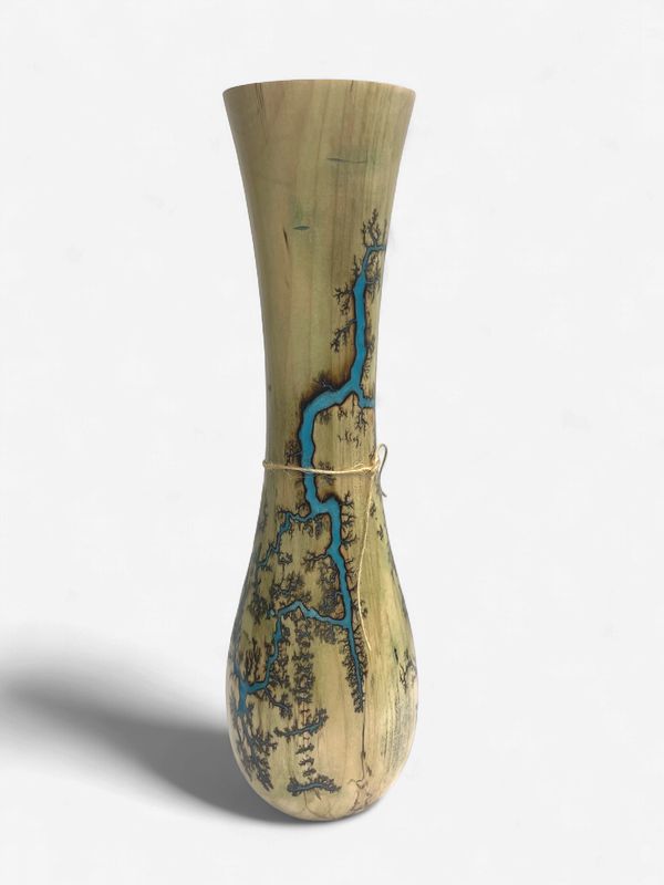 Vase 15.25" Maple wood and Glow resin by Turned and Burned