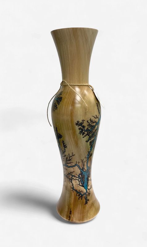 Vase 15" Maple wood and Glow resin by Turned and Burned