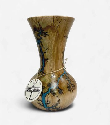 Vase- 8" Maple and glow Resin by Turned and Burned 3