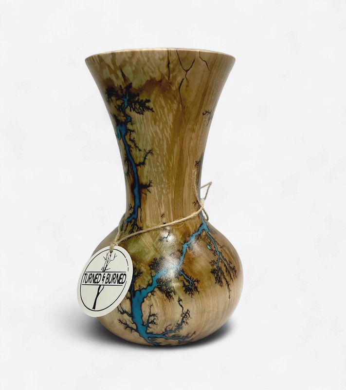 Vase- 8" Maple and glow Resin by Turned and Burned 3
