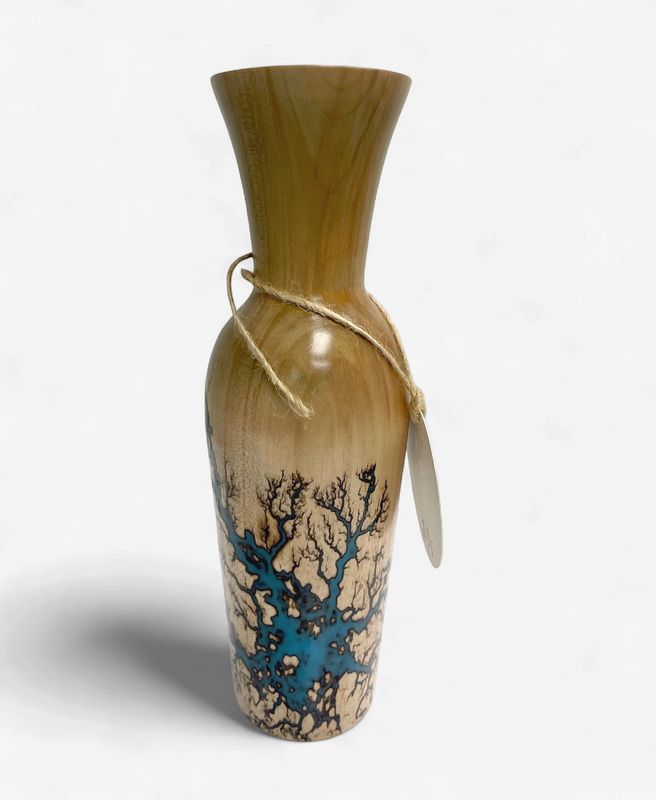 Vase- 8.25" Maple and glow Resin by Turned and Burned