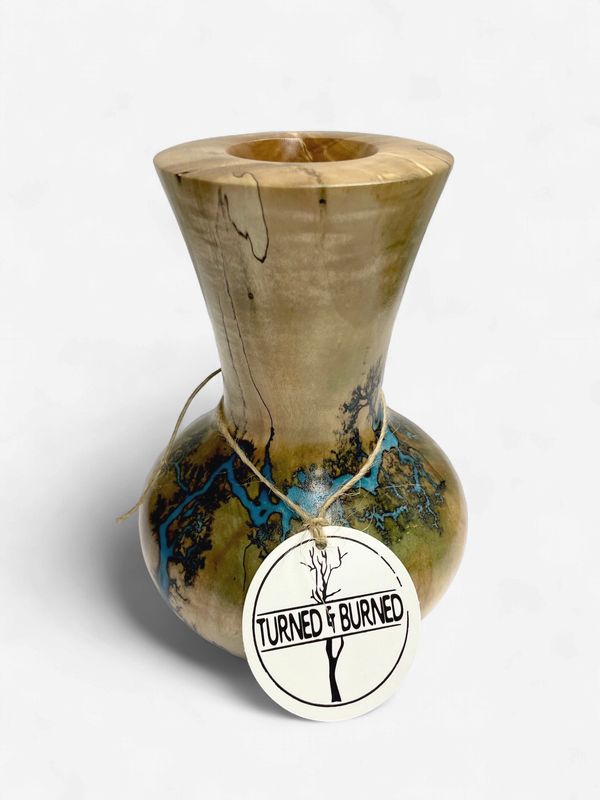 Vase-6.25" Maple and glow Resin by Turned and Burned