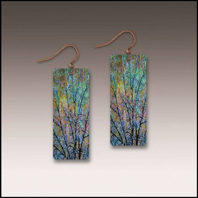 Blue Branches Artistic Banner Earrings