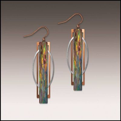 Yellow Splash Geometric Multilayer Metal Accent Handmade Earrings