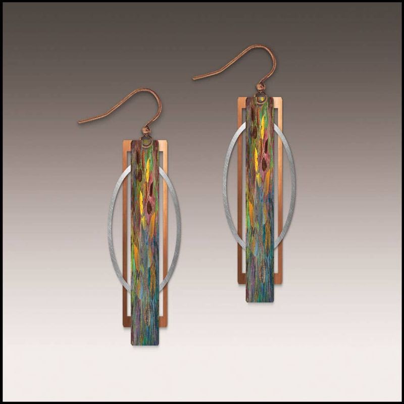 Yellow Splash Geometric Multilayer Metal Accent Handmade Earrings