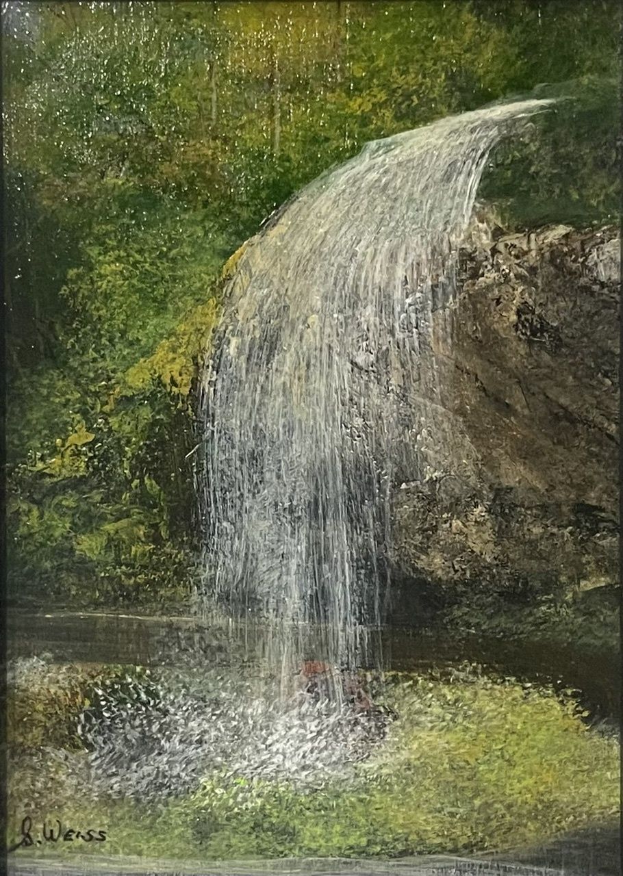 Appalachia Waterfall 1-Original Painting by Gloria Weiss-In Jesus Name Luke 1:37