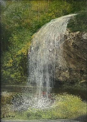 Appalachia Waterfall 1-Original Painting by Gloria Weiss-In Jesus Name Luke 1:37