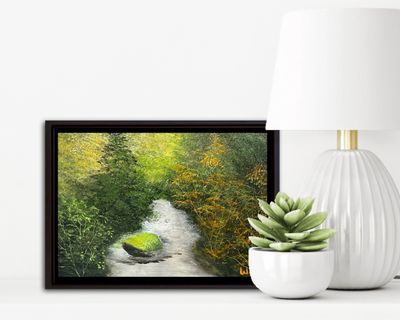 Appalachia River 2-Original Painting by Gloria Weiss-In Jesus Name Luke 1:37