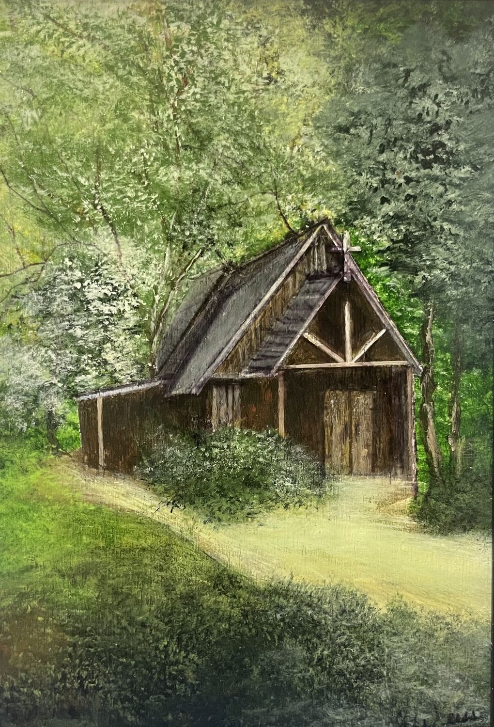Church in NC 1-Original Painting by Gloria Weiss-In Jesus Name Luke 1:37”