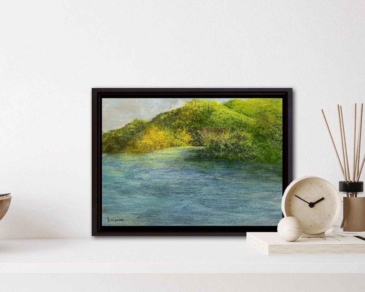 River's Edge-Original Painting by Gloria Weiss-In Jesus Name Luke 1:37