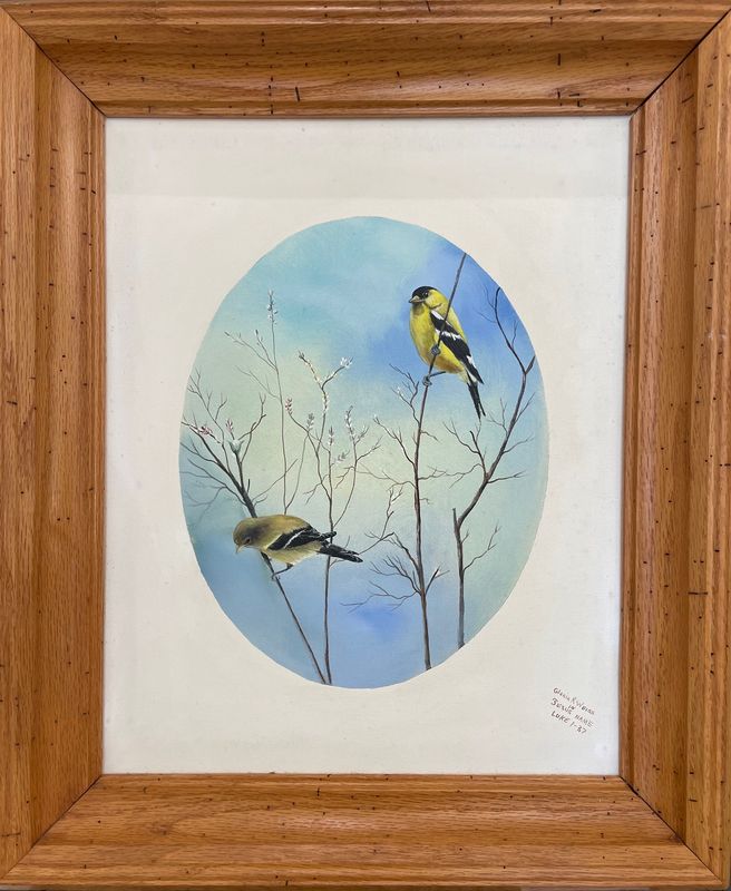 Perched Yellow Finches-16X20" Original Painting