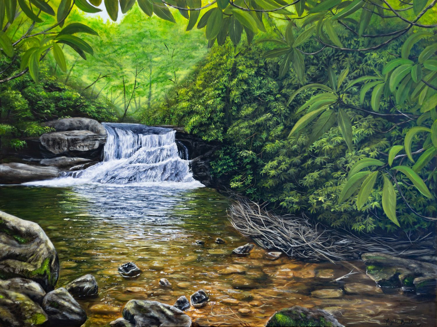 Hemlock Falls 18X24" Art Print by Angela Bawden