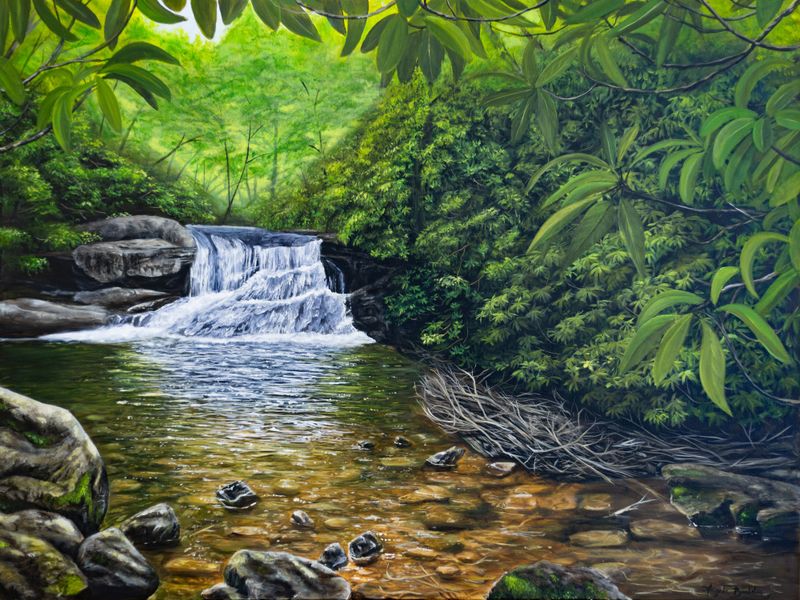 Hemlock Falls 18X24" Art Print by Angela Bawden