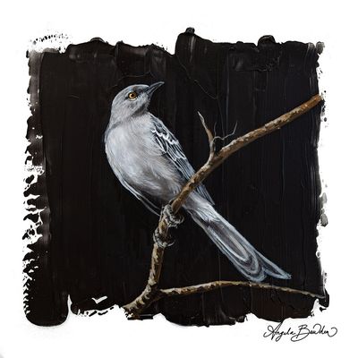 Quiet Perch: Mockingbird 3 - 12X12" art print