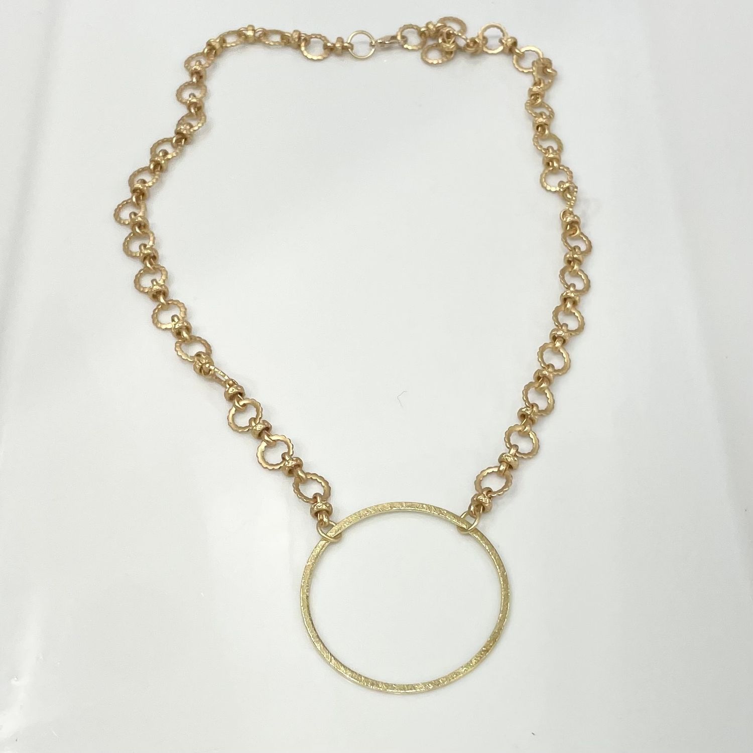 Circle Necklace Matte Gold w/ Rolo Chain