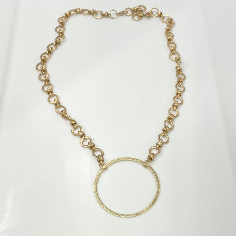 Wholeness Circle Necklace Matte Gold w/ chunky Rolo Chain