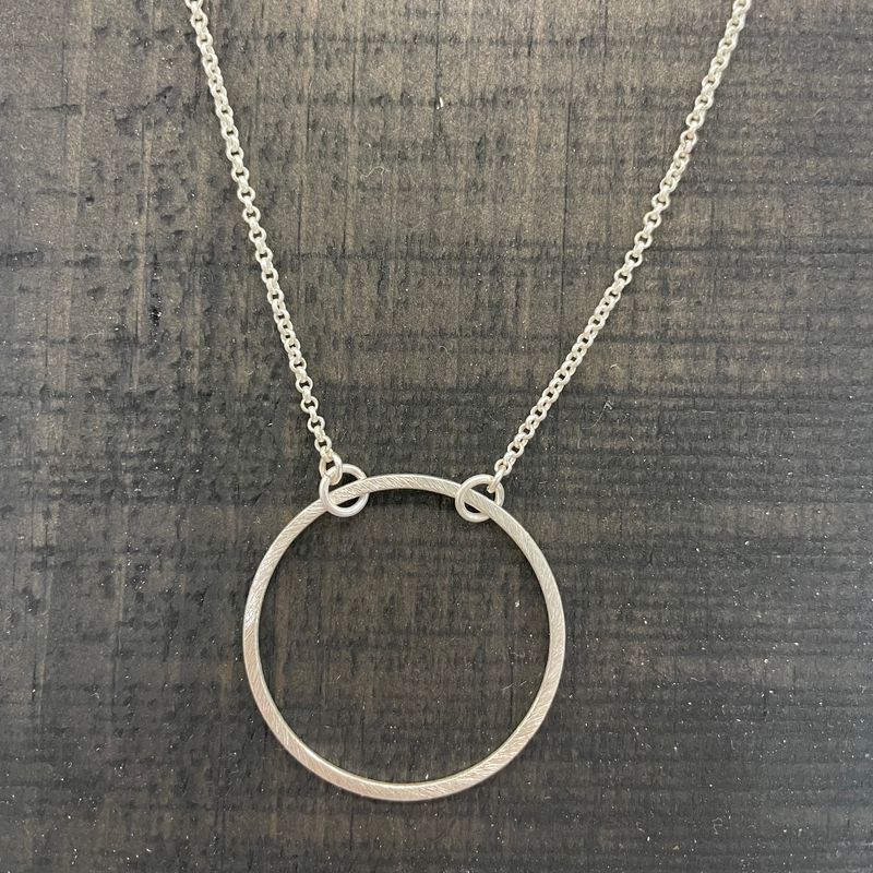 Wholeness Necklace Large Circle Matte Silver w/ Rolo Chain