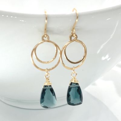 Genesis Earrings -Double Circle with gemstone drop