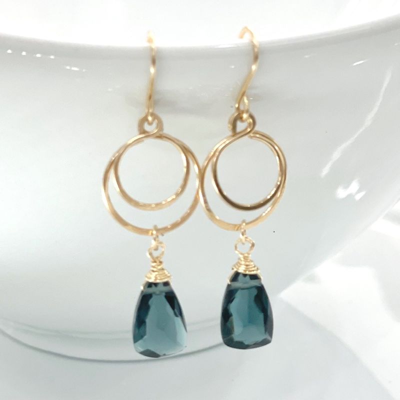 Genesis Earrings -Double Circle with gemstone drop